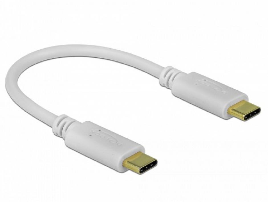 Imagine Cablu USB-C de incarcare 15cm T-T PD 5A cu EMarker Alb, Delock 85815-1