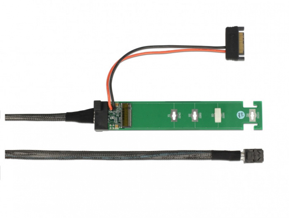 Imagine Convertor SFF-8643 la 1 x M.2 NVMe Key M + cablu 1m, Delock 63342-3