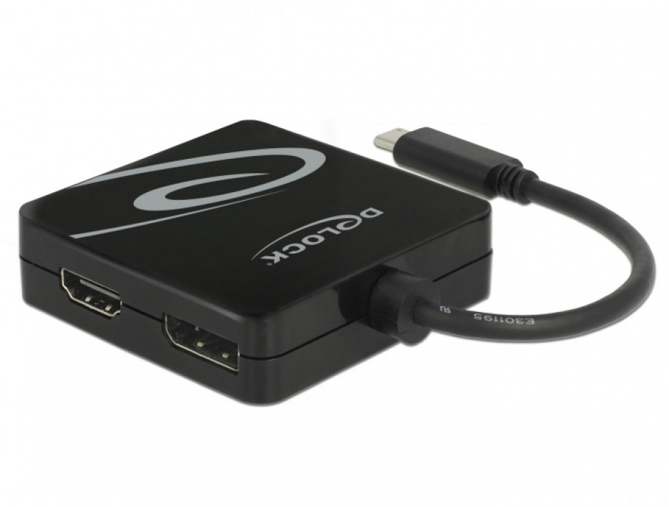 Imagine Adaptor USB tip C la VGA, HDMI, DVI sau DisplayPort T-M Negru, Delock 63959-1