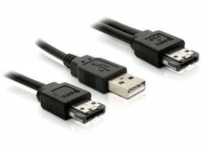 Imagine Cablu Power Over eSATA la USB si eSATA 1M, Delock 84387