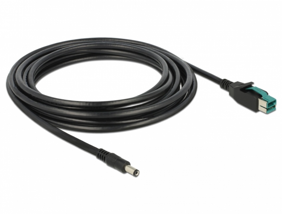 Imagine Cablu PoweredUSB 12 V la DC 5.5 x 2.1 mm 4m pentru POS/terminale, Delock 85500