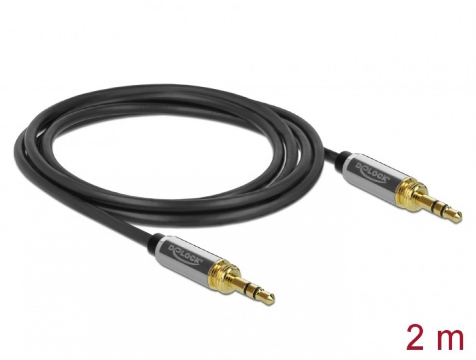 Imagine Cablu jack stereo 3.5mm 3 pini T-T + adaptor cu surub 6.35 mm 2m, Delock 85786-1