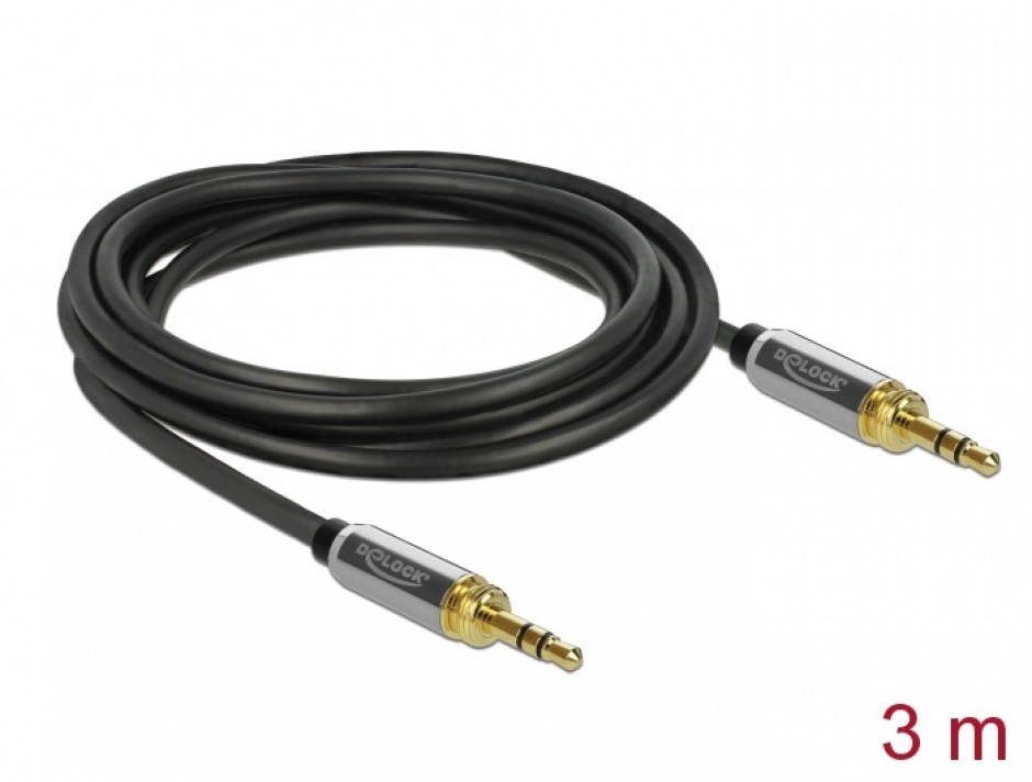 Imagine Cablu jack stereo 3.5mm 3 pini T-T + adaptor cu surub 6.35 mm 3m, Delock 85787-1
