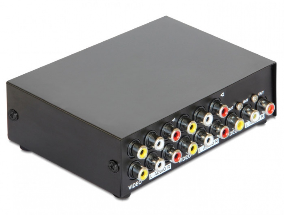 Imagine Switch Audio / Video 4 porturi manual bidirectional, Delock 87637-1