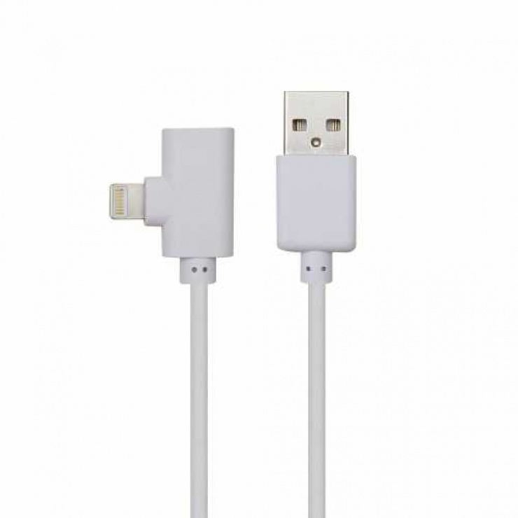 Imagine Cablu USB 2.0 la iPhone Lightning 2 in 1 incarcare + date Alb