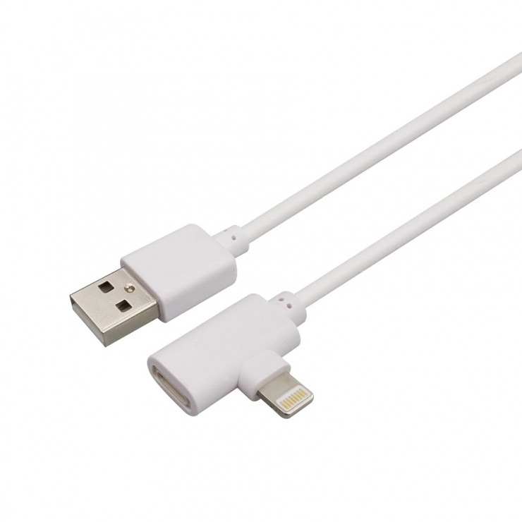 Imagine Cablu USB 2.0 la iPhone Lightning 2 in 1 incarcare + date Alb-1