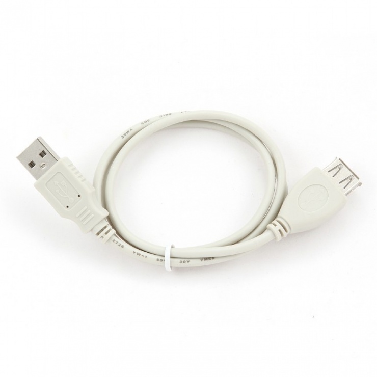 Imagine Cablu prelungitor USB 2.0 75cm, Gembird CC-USB2-AMAF-75cm-1