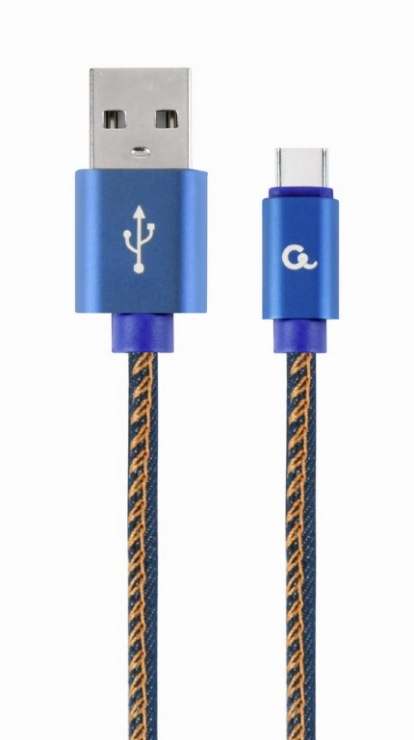 Imagine Cablu USB 2.0 la USB-C Premium jeans (denim) 1m, Gembird CC-USB2J-AMCM-1M-BL