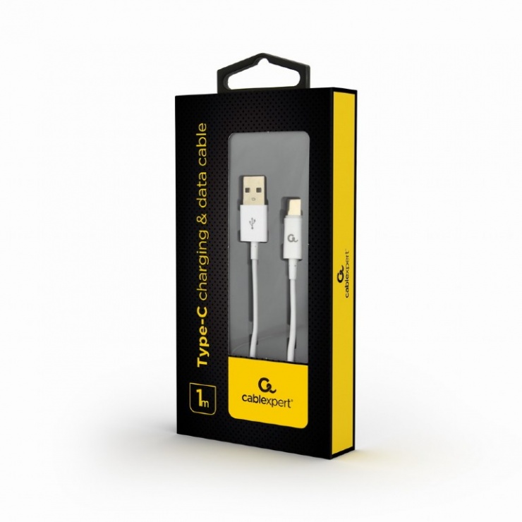 Imagine Cablu USB 2.0 la USB-C T-T 1m Alb, Gembird CC-USB2P-AMCM-1M-W-1