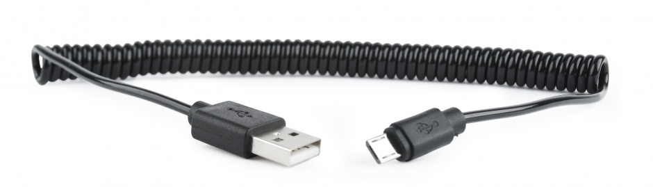 Imagine Cablu micro USB la USB 2.0 spiralat negru 1.8m, Gembird CC-mUSB2C-AMBM-6 
