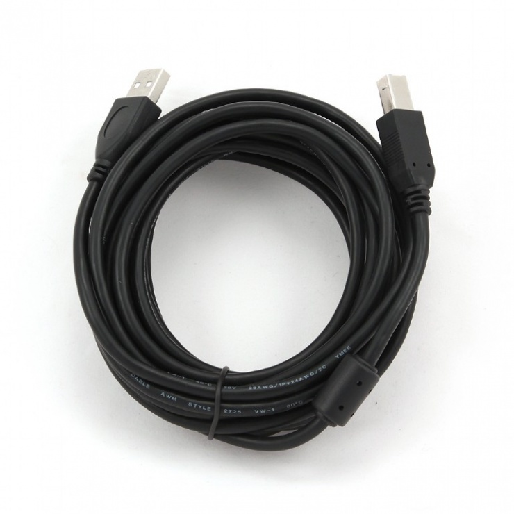 Imagine Cablu USB 2.0 A la B cu ferita 4.5m, Gembird CCF-USB2-AMBM-15-1