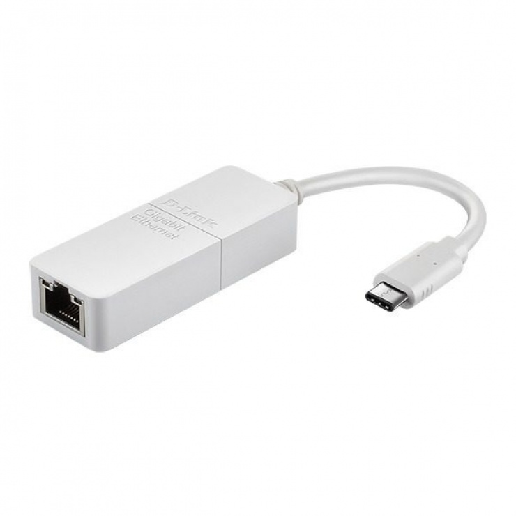 Imagine Adaptor USB-C la RJ45 LAN Gigabit Alb, D-LINK DUB-E130