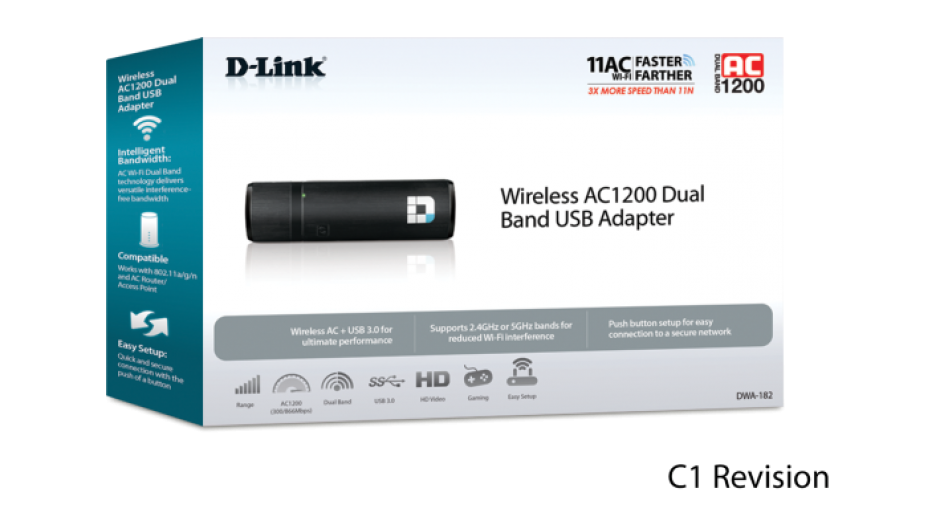 Imagine Adaptor wireless USB 3.0 AC1200 dual-band, D-LINK DWA-182