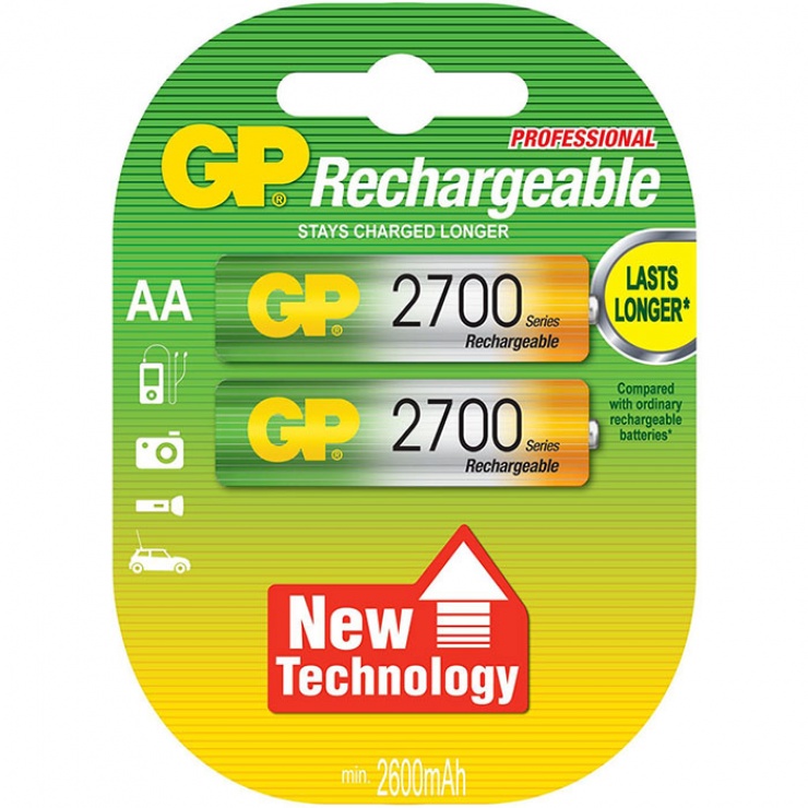 Imagine Set 2 acumulatori AAA 2700mAh, GP Batteries