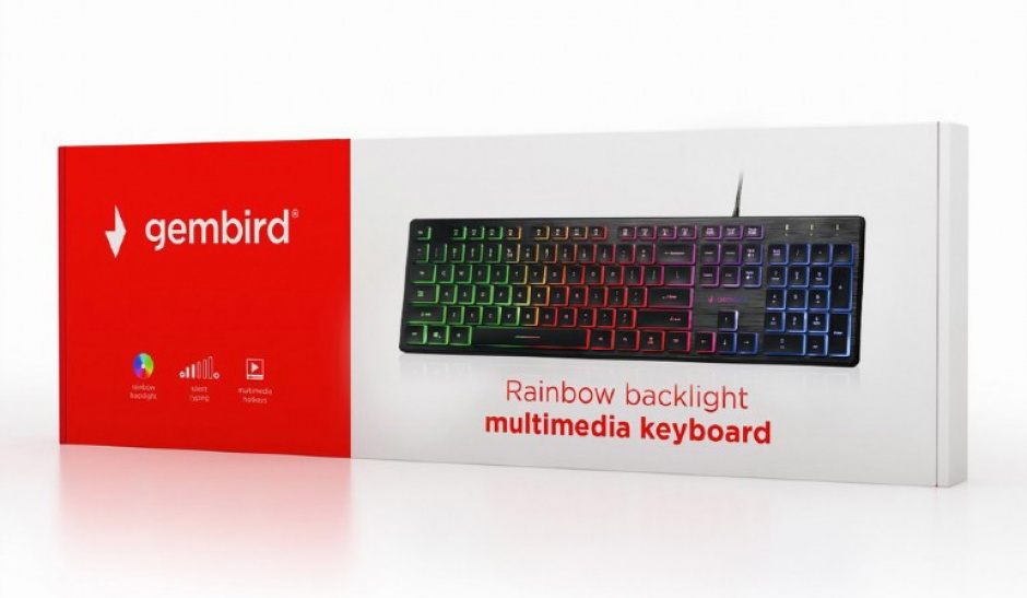 Imagine Tastatura multimedia USB Rainbow, Gembird KB-UML-01-3
