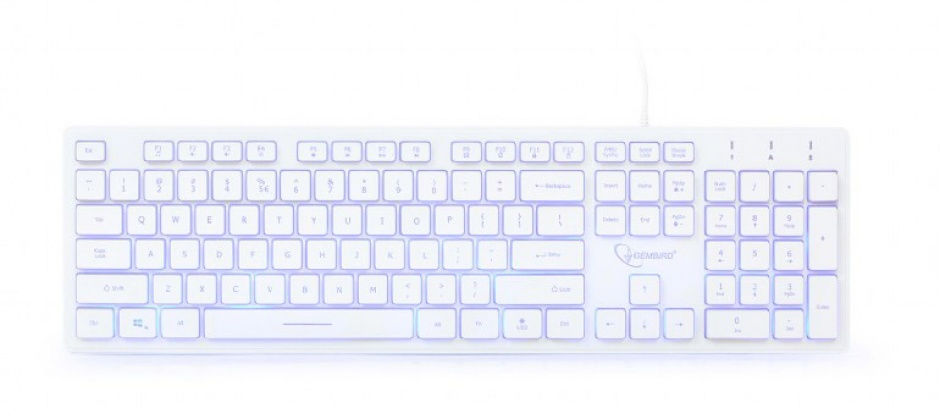 Imagine Tastatura USB Multimedia backlight 3 culori Alba, Gembird KB-UML3-01-W 