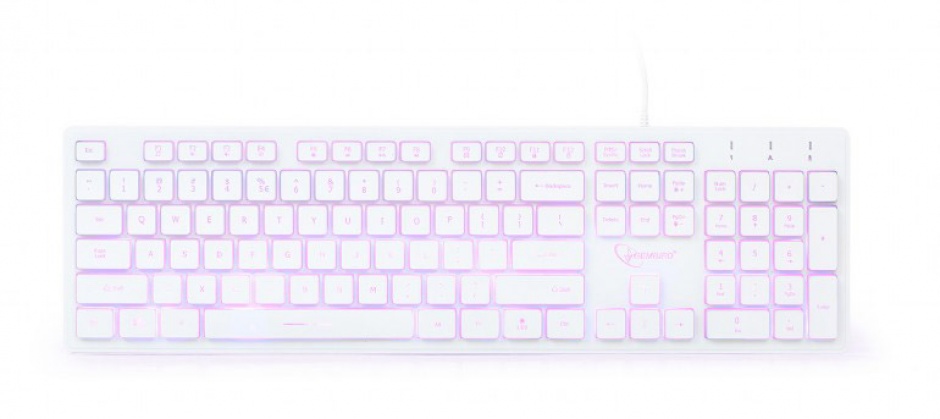 Imagine Tastatura USB Multimedia backlight 3 culori Alba, Gembird KB-UML3-01-W 