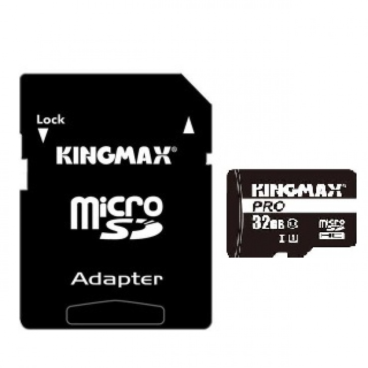 Imagine Card de memorie micro SDHC 16GB Clasa 10 + adaptor SD, Kingmax KM-PS04-16GB