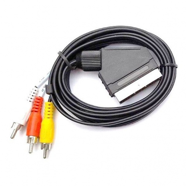 Imagine Cablu Scart la 3 x RCA T-T 2m, KTCBLHE11022A
