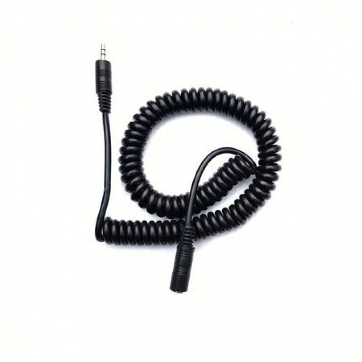 Imagine Cablu prelungitor jack stereo 3.5mm spiralat T-M 3m negru, KTCBLHE18011
