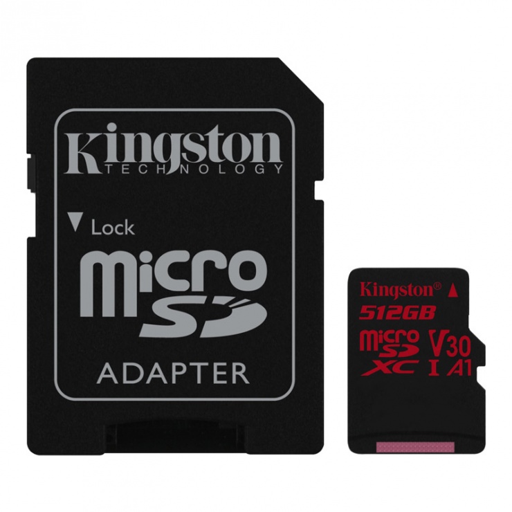 Imagine Card de memorie micro SDXC 512GB + adaptor SD Canvas React, Kingston SDCR/512GB