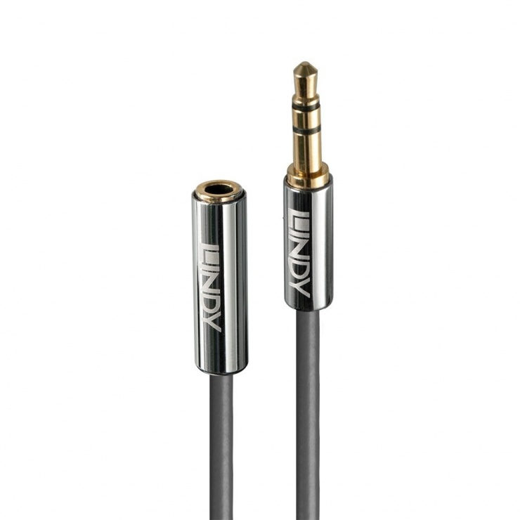 Imagine Cablu prelungitor audio jack stereo 3.5mm CROMO Line T-M 0.5m, Lindy L35326
