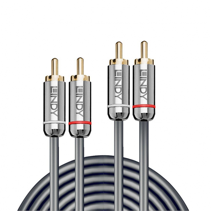 Imagine Cablu audio 2 x RCA la 2 x RCA T-T 3m Cromo Line, Lindy L35347-1