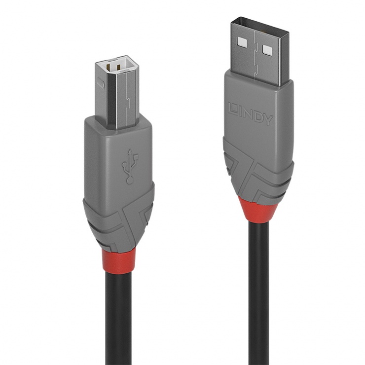 Imagine Cablu de imprimanta USB A la tip B 7.5m Negru Anthra Line, Lindy L36676