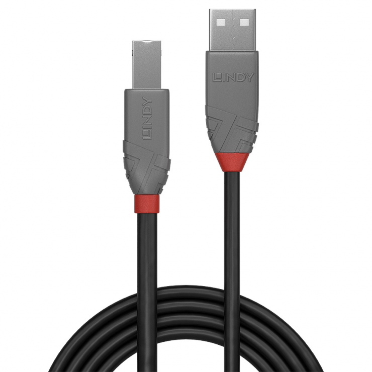 Imagine Cablu de imprimanta USB A la tip B 7.5m Negru Anthra Line, Lindy L36676-1
