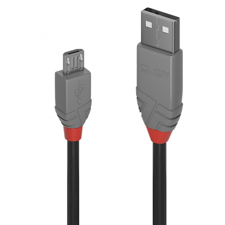 Imagine Cablu USB 2.0 la micro USB-B 3m T-T Anthra Line, Lindy L36734