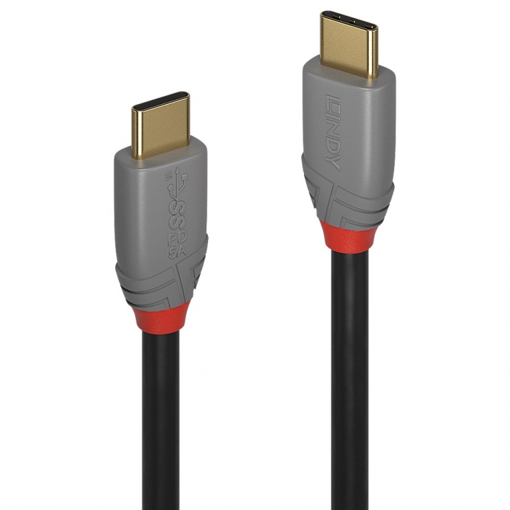 Imagine Cablu USB 3.1 tip C la tip C T-T 5A PD (Power Delivery) Anthra Line 0.5m, Lindy L36900