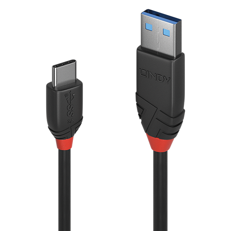 Imagine Cablu USB 3.1 tip A la tip C Black Line 3A 1.5m Negru, Lindy L36917