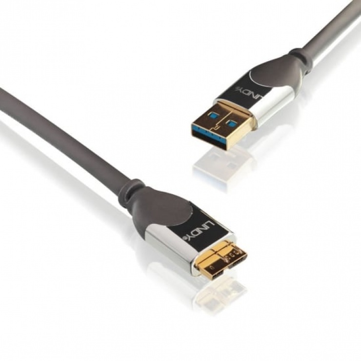 Imagine Cablu USB 3.0 la micro-B T-T CROMO 2m, Lindy L41619-1