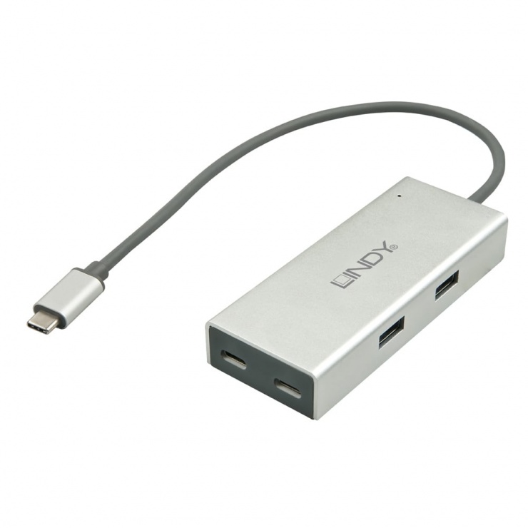 Imagine HUB USB 3.1 tip C la 2 x USB-A + 2 x USB-C, Lindy L43091