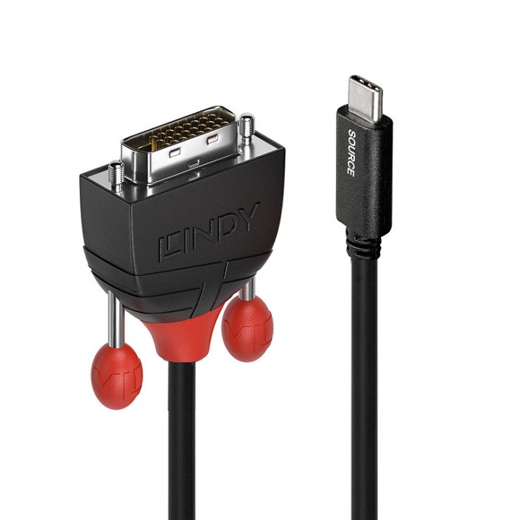 Imagine Cablu USB-C la DVI T-T 0.5m Negru, Lindy L43255