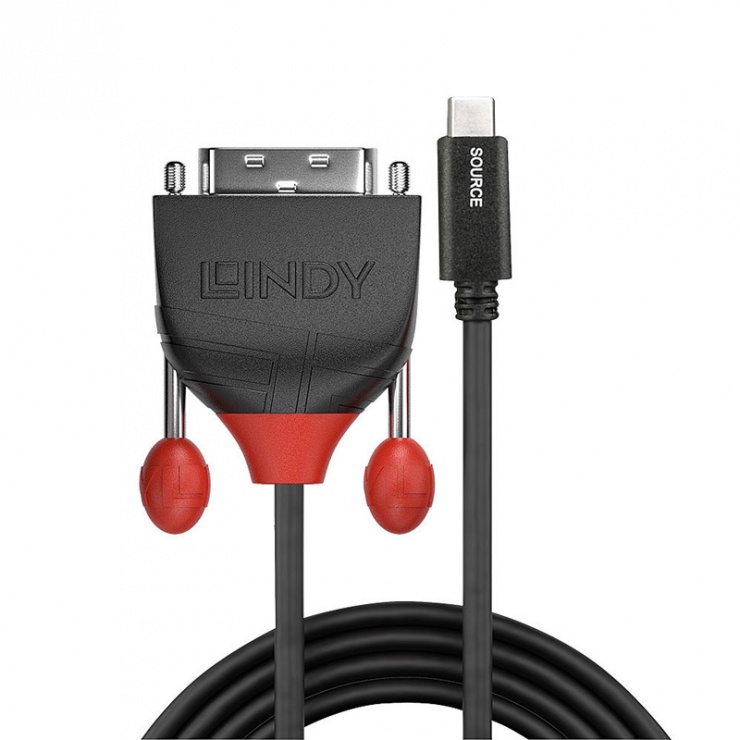 Imagine Cablu USB-C la DVI T-T 0.5m Negru, Lindy L43255-1