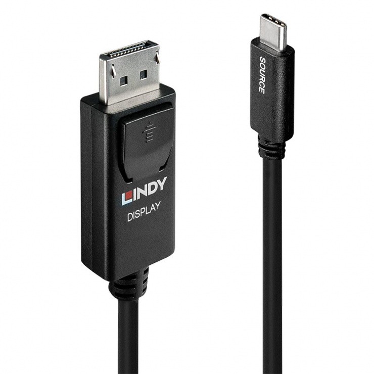 Imagine Cablu USB tip C la Displayport 0.5m 4K60Hz T-T Negru, Lindy L43265