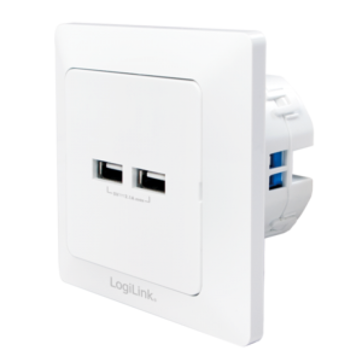 Imagine Priza ingropata perete cu 2 x USB 2.1A, Logilink PA0163