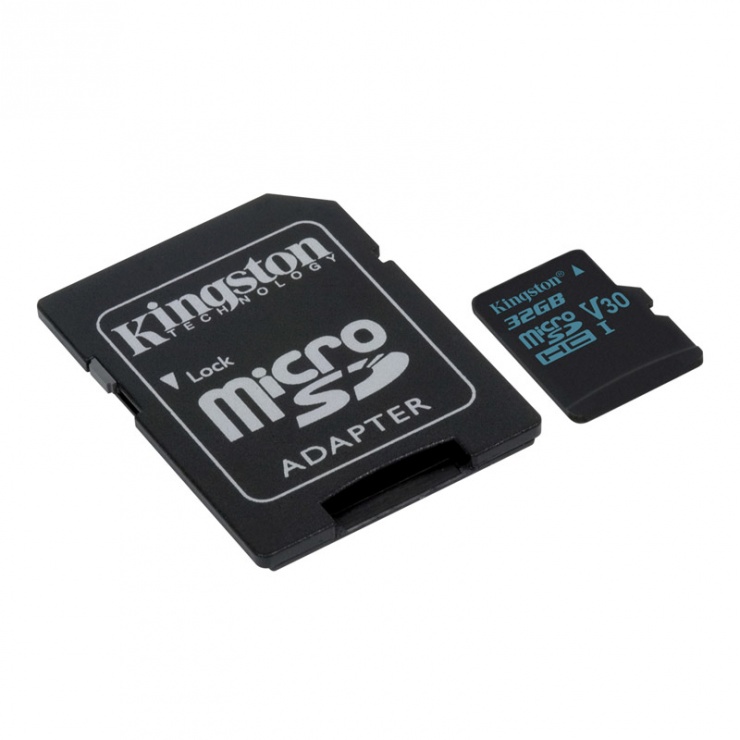 Imagine Card de memorie micro SDHC + adaptor SD 32GB clasa 10 UHS-I, Kingston SDCG2/32GB-1