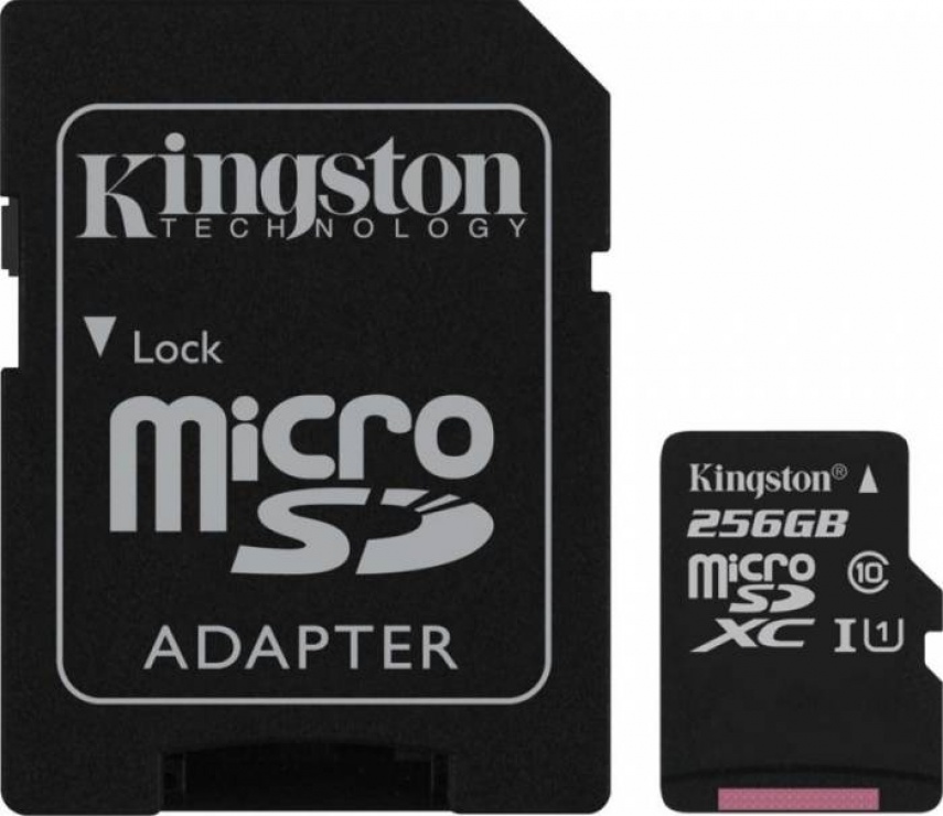Imagine Card de memorie micro SDXC Canvas Select 256GB clasa 10 + adaptor SD, Kingston SDCS/256GB