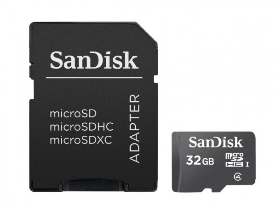 Imagine Card de memorie micro SDHC 32GB clasa 4 + adaptor SD, Sandisk