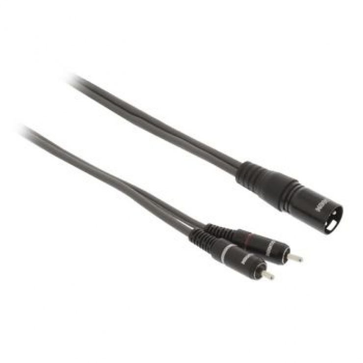 Imagine Cablu audio XLR 3 pini la 2 x RCA T-T 1.5m Gri, SWEEX SWOP15200E15-1