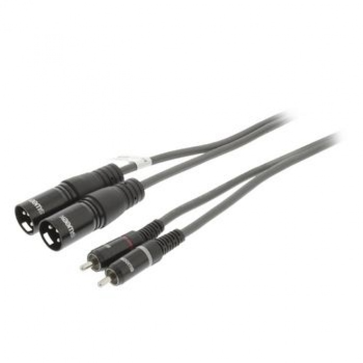 Imagine Cablu audio stereo 2 x XLR 3 pini la 2 x RCA T-T 3m Negru, SWEEX SWOP15210E30