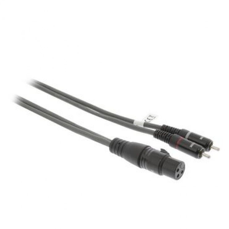 Imagine Cablu audio stereo XLR 3 pini la 2 x RCA M-T 1.5m Gri, SWEEX SWOP15220E15-1
