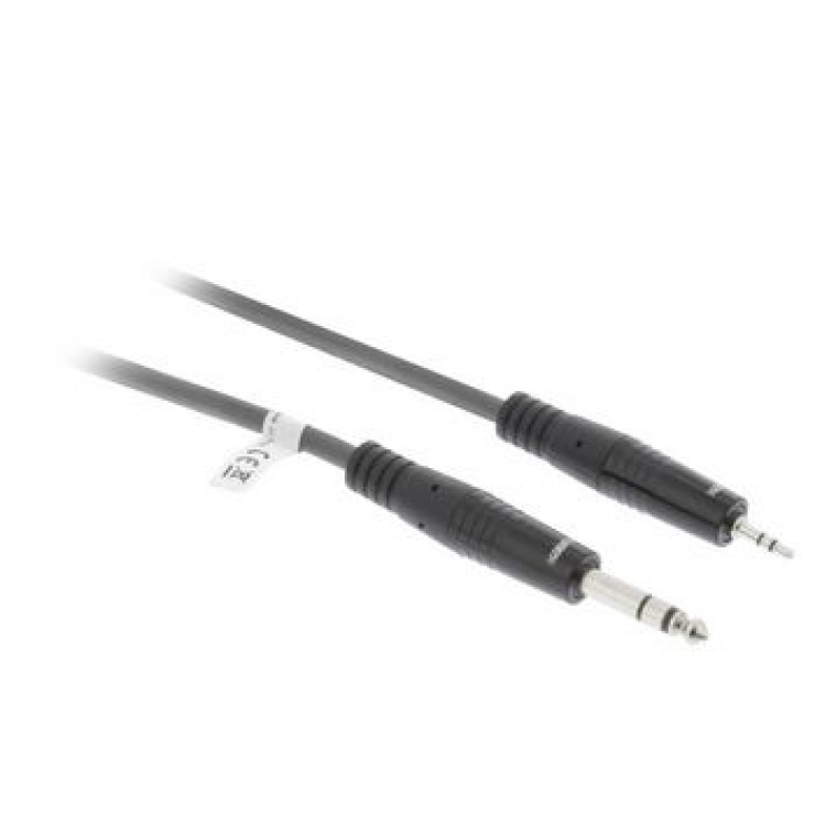 Imagine Cablu audio stereo jack 6.35mm la jack 3.5mm T-T 1.5m Gri, SWEEX SWOP23205E15-1