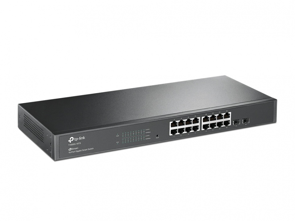 Imagine Switch Smart JetStream Gigabit 16 porturi + 2 sloturi SFP, TP-LINK