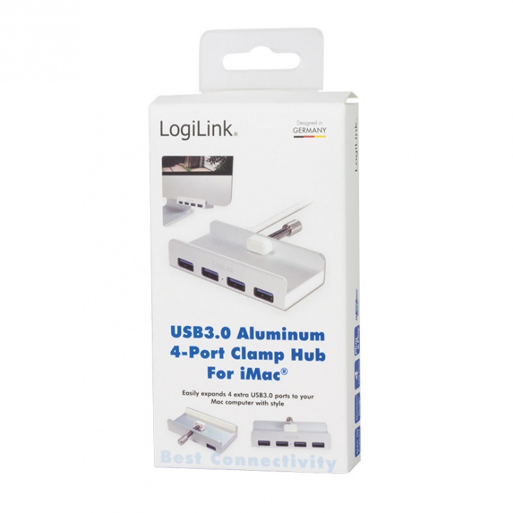 Imagine HUB USB 3.0 cu 4 porturi iMac Design prindere monitor, Logilink UA0300