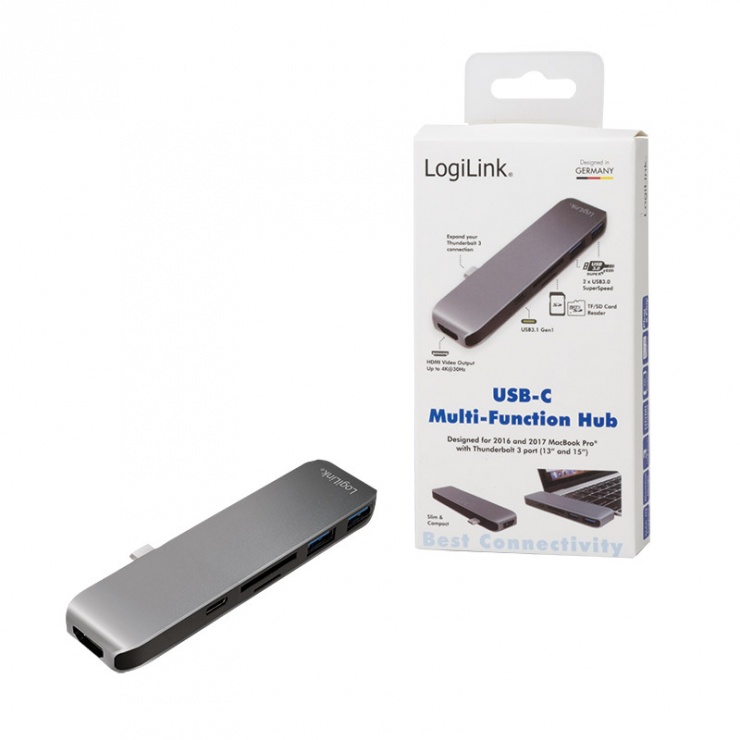 Imagine Docking station USB-C la HDMI 4K + slot micro SD+SD + 2 x USB 3.0, Logilink UA0301-6