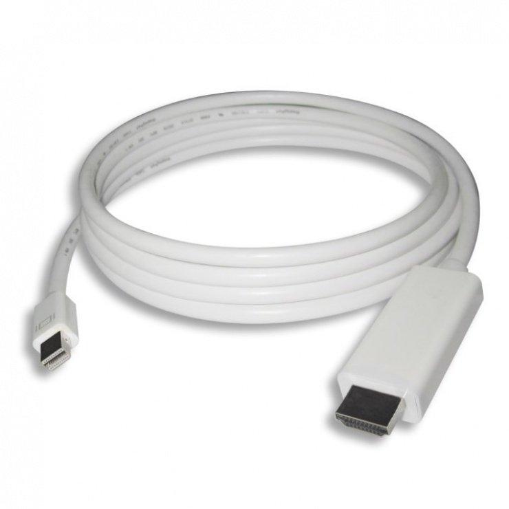 Imagine Cablu Mini Displayport la HDMI Alb T-T 3m-1