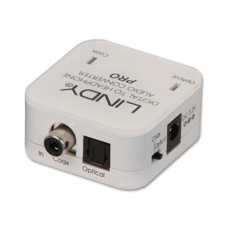 Imagine Convertor digital Coax/SPDIF la analog jack 3.5mm cu amplificare, Lindy L70467-1